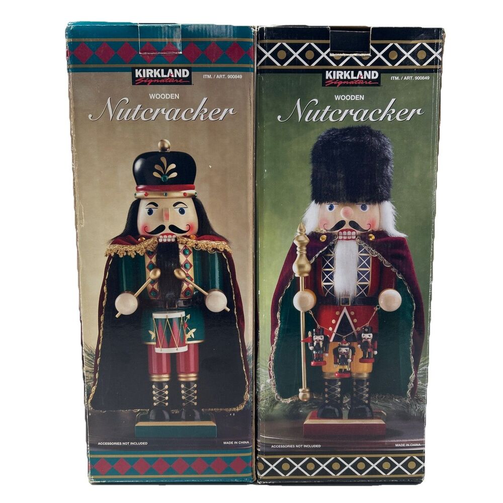 Bundle Of 2 Kirkland Signature Wooden 19”‎ Nutcrackers With Boxes